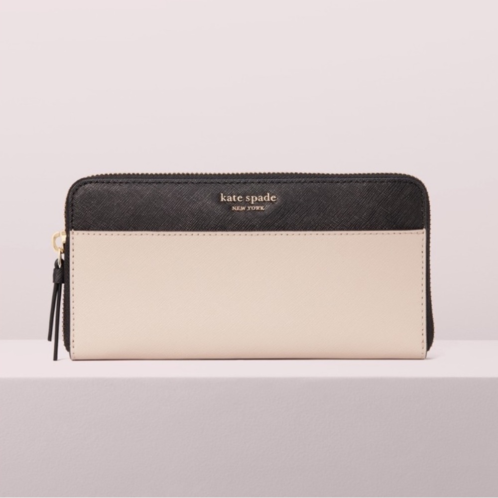 Kate Spade Wallet New York Cameron Street Lacey Black and Cream Leather